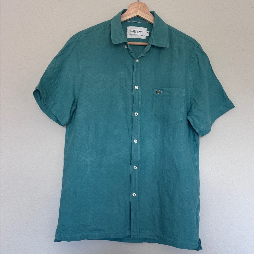 Lacoste Men's Aqua Button Down Shirt